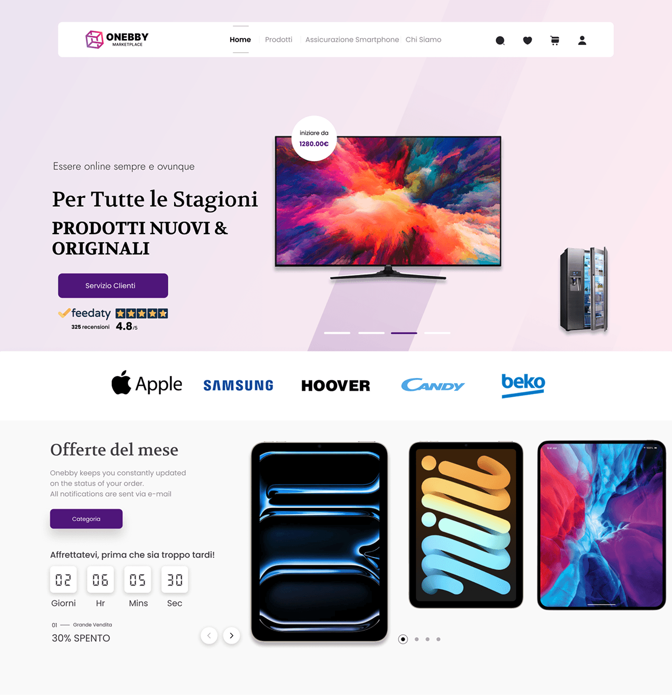 Onebby website design